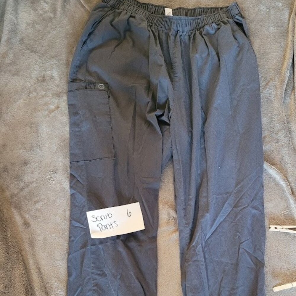 (SCRUB PANTS 6) - Plus Size Gray Scrub Pants